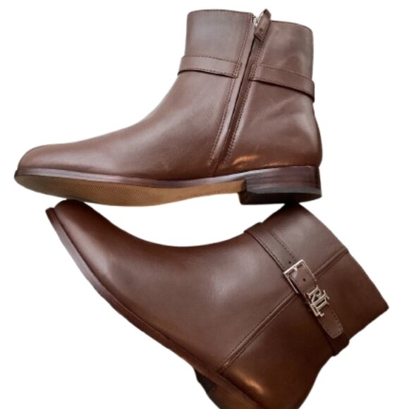 Lauren Ralph Lauren Women's Brooke Leather Heel Booties 10B - D05 - Picture 3 of 4